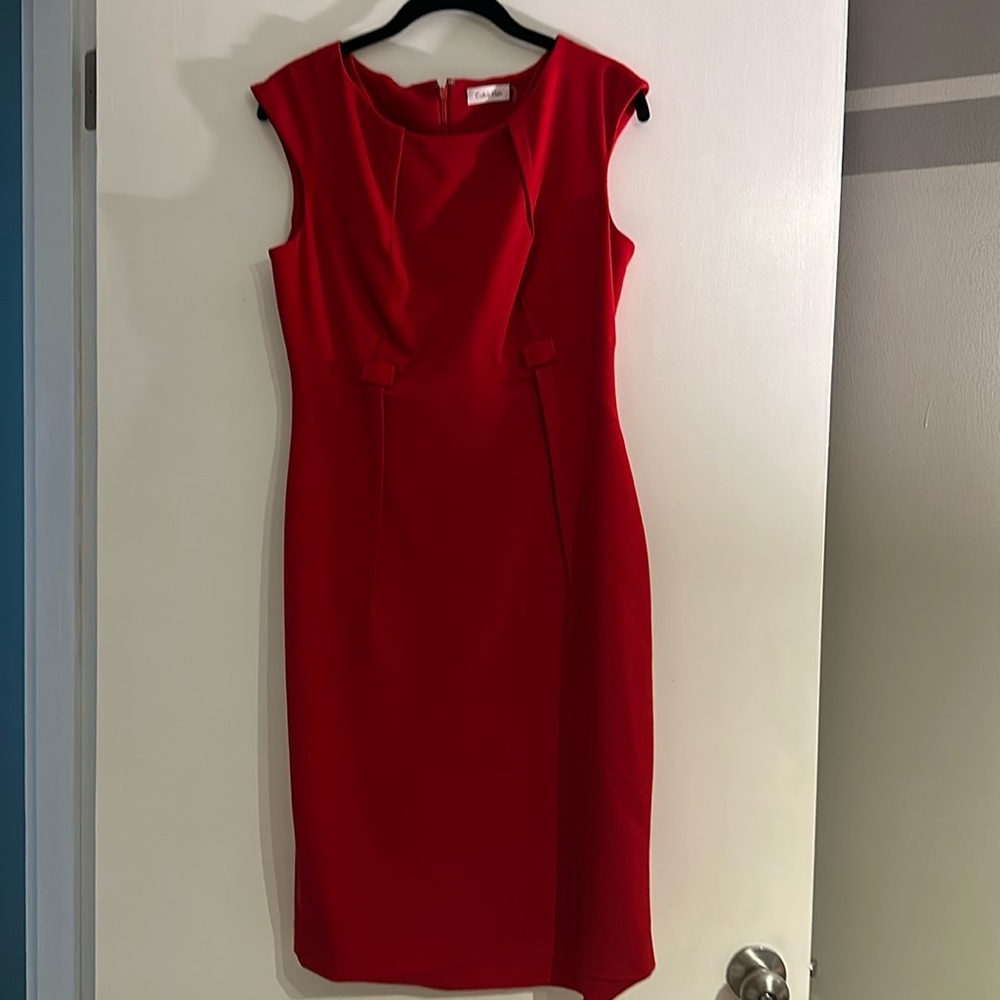 Calvin Klein Sz 8 red sleeveless dress